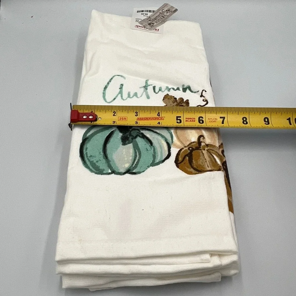Haymarket Square Kitchen Towel Set Unisex OS White Brand New Autumn Pumpkins